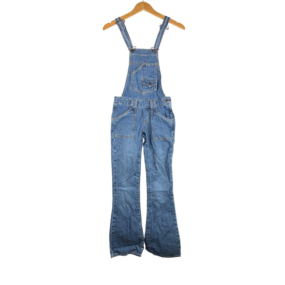 Levi's Juniors Vintage Superlow Denim Flare Overalls size JR 0 M Blue Denim